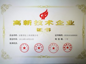 高新技術(shù)企業(yè)證書(shū)